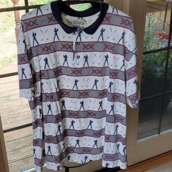 Natural Issue Golfer Graphics Sz. XL Collared SS Button Polo - Picture 2 of 10